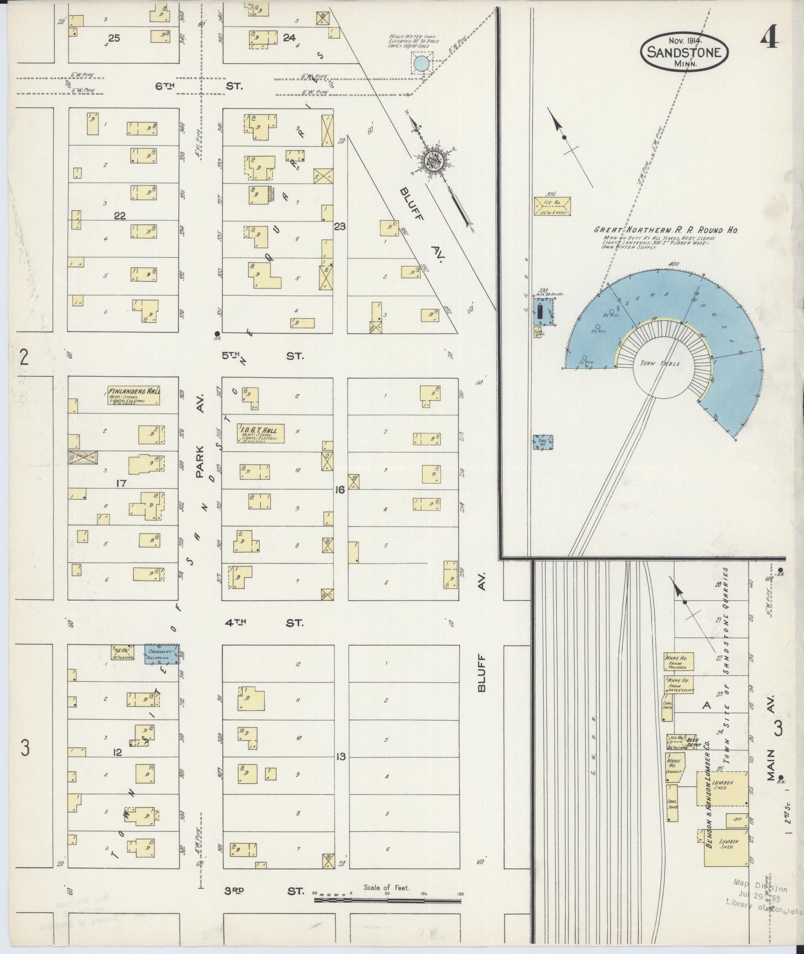 Sanborn Fire Insurance Map from Sandstone, Pine County, Minnesota (1914), Sheet #0004 - Complete Map Set gallery image, historic Sanborn map, vintage wall art, Minnesota Minnesota