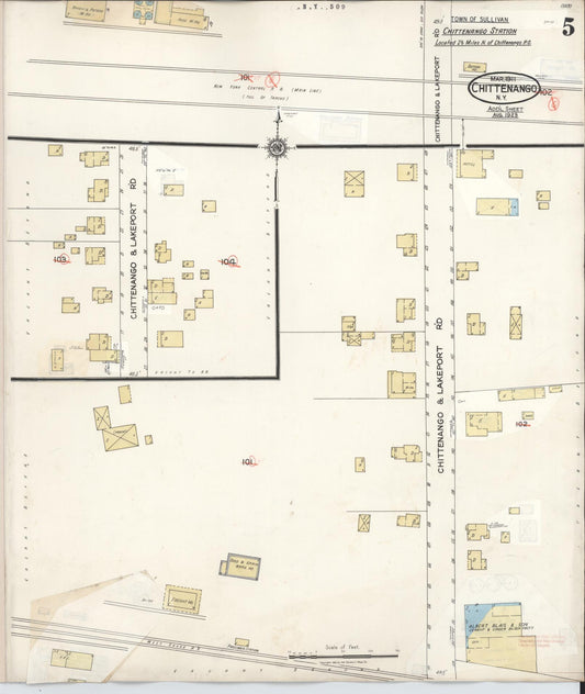 Sanborn Fire Insurance Map from Chittenango, Madison County, New York (1951), Sheet #0005 - Historic Sanborn Fire Insurance Map Print, vintage old map wall art, antique decor, genealogy gift, New York New York map