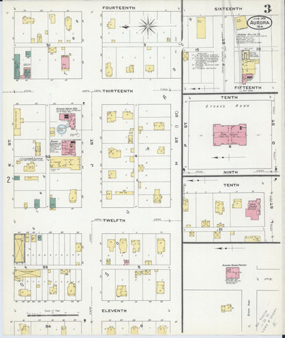 Sanborn Fire Insurance Map from Aurora, Hamilton County, Nebraska (1909), Sheet #0003 - Complete Map Set gallery image, historic Sanborn map, vintage wall art, Nebraska Nebraska