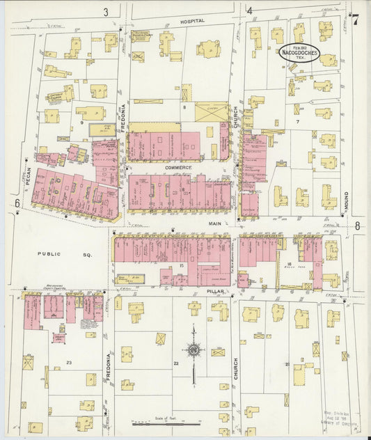 Sanborn Fire Insurance Map from Nacogdoches, Nacogdoches County, Texas (1912), Sheet #0007 - Historic Sanborn Fire Insurance Map Print, vintage old map wall art, antique decor, genealogy gift, Texas Texas map