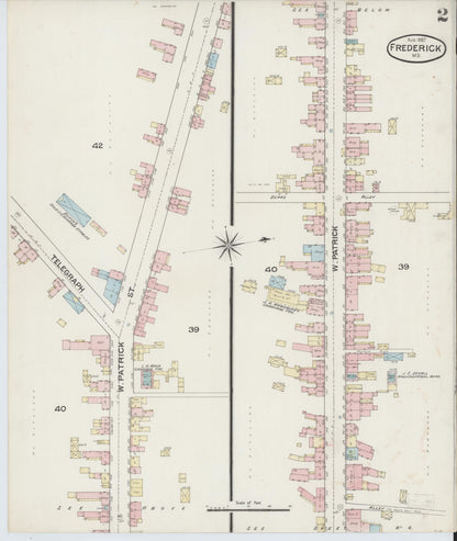 Sanborn Fire Insurance Map from Frederick, Frederick County, Maryland (1887), Sheet #0002 - Complete Map Set gallery image, historic Sanborn map, vintage wall art, Maryland Maryland