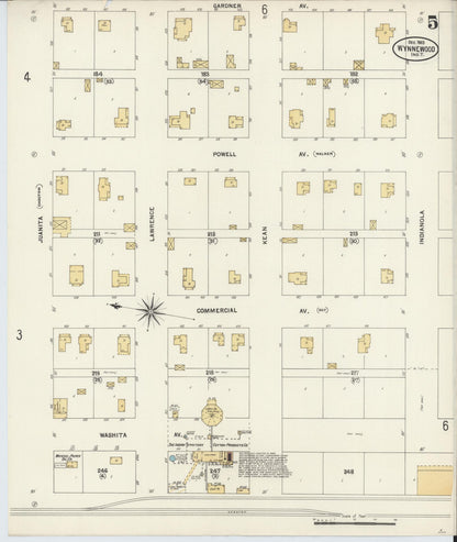 Sanborn Fire Insurance Map from Wynnewood, Garvin County, Oklahoma (1903), Sheet #0005 - Complete Map Set gallery image, historic Sanborn map, vintage wall art, Oklahoma Oklahoma