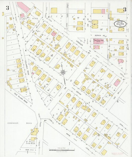 Sanborn Fire Insurance Map from Dupo, Saint Clair County, Illinois (1928), Sheet #0003 - Historic Sanborn Fire Insurance Map Print, vintage old map wall art, antique decor, genealogy gift, Illinois Illinois map