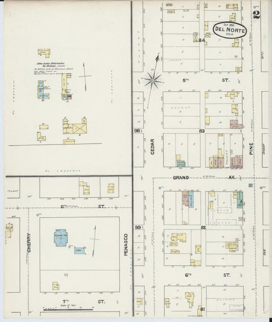 Sanborn Fire Insurance Map from Del Norte, Rio Grande County, Colorado (1890), Sheet #0002 - Historic Sanborn Fire Insurance Map Print, vintage old map wall art, antique decor, genealogy gift, Colorado Colorado map