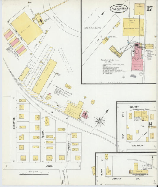 Sanborn Fire Insurance Map from Alexandria, Rapides Parish, Louisiana (1904), Sheet #0017 - Historic Sanborn Fire Insurance Map Print, vintage old map wall art, antique decor, genealogy gift, Louisiana Louisiana map