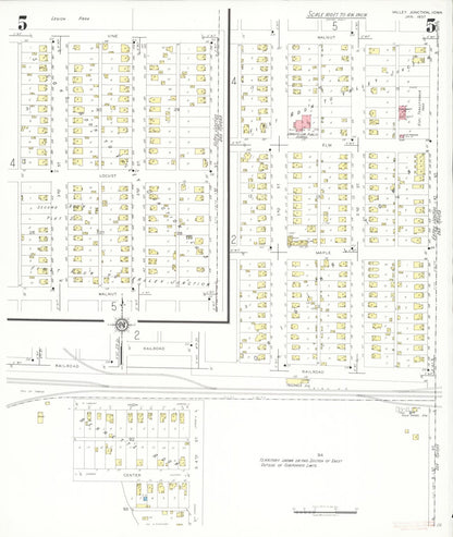 Sanborn Fire Insurance Map from Valley Junction, Polk County, Iowa (1937), Sheet #0005 - Historic Sanborn Fire Insurance Map Print, vintage old map wall art