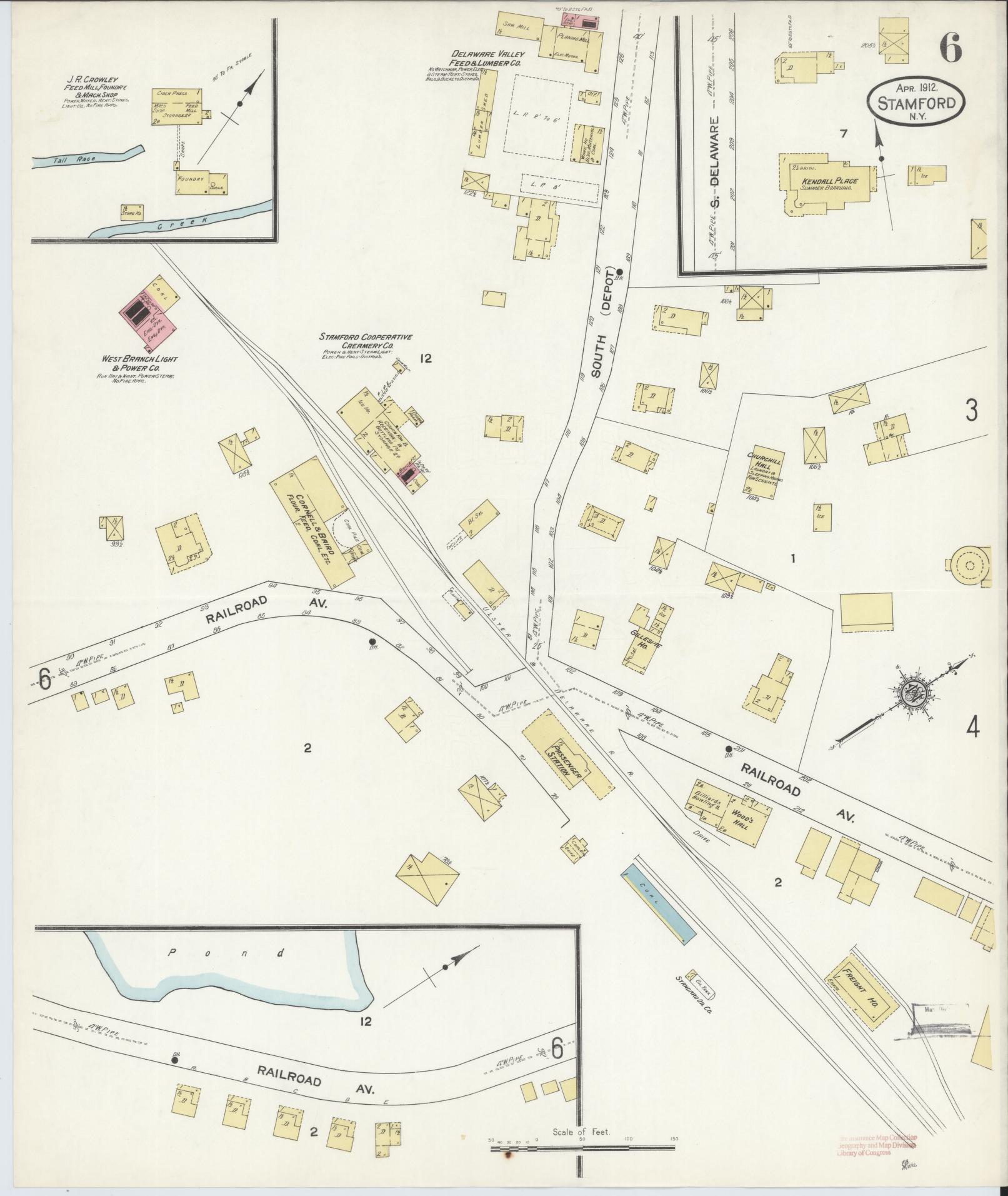 Sanborn Fire Insurance Map from Stamford, Delaware County, New York (1912), Sheet #0006 - Complete Map Set gallery image, historic Sanborn map, vintage wall art, Stamford Delaware