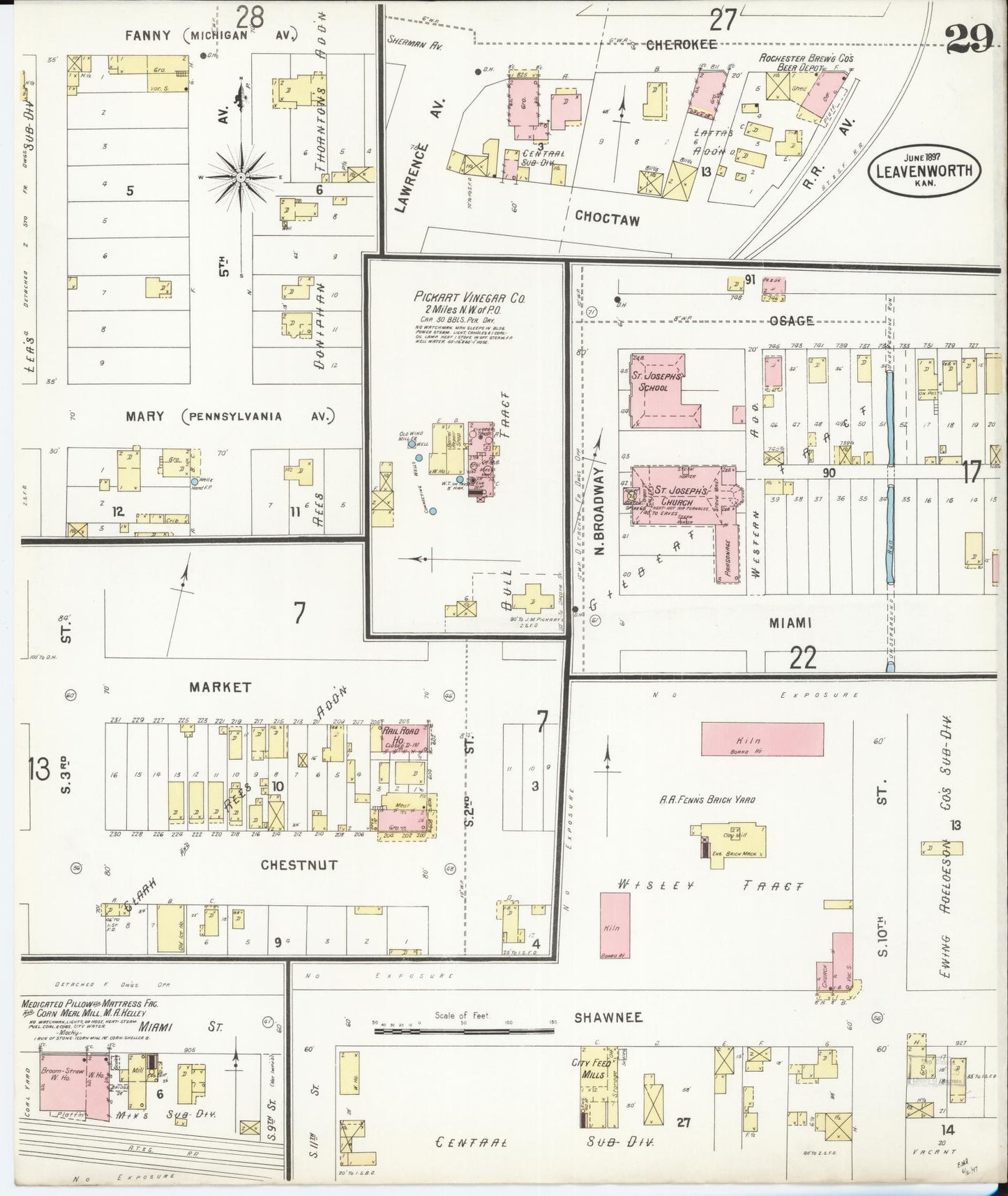 Sanborn Fire Insurance Map from Leavenworth, Leavenworth County, Kansas (1897), Sheet #0030 - Historic Sanborn Fire Insurance Map Print, vintage old map wall art, antique decor, genealogy gift, Kansas Kansas map