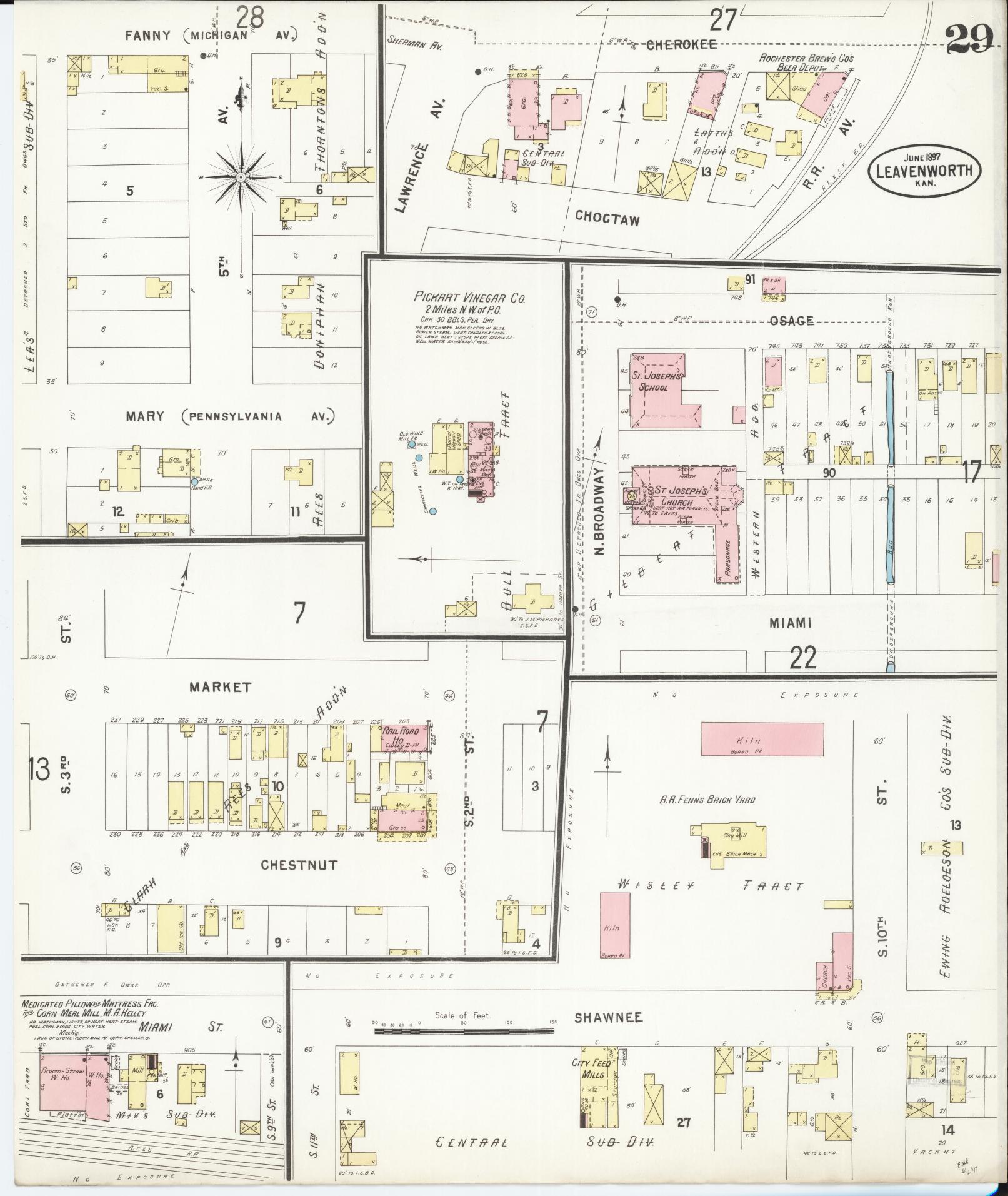 Sanborn Fire Insurance Map from Leavenworth, Leavenworth County, Kansas (1897), Sheet #0030 - Historic Sanborn Fire Insurance Map Print, vintage old map wall art, antique decor, genealogy gift, Kansas Kansas map