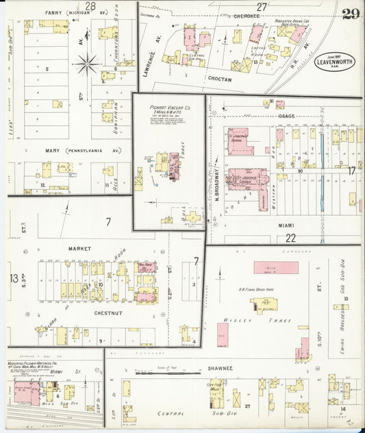 Sanborn Fire Insurance Map from Leavenworth, Leavenworth County, Kansas (1897), Sheet #0030 - Historic Sanborn Fire Insurance Map Print, vintage old map wall art, antique decor, genealogy gift, Kansas Kansas map
