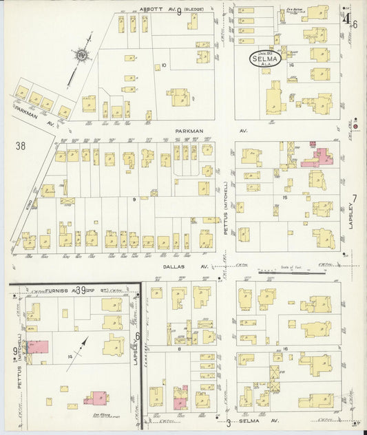 Sanborn Fire Insurance Map from Selma, Dallas County, Alabama (1913), Sheet #0004 - Historic Sanborn Fire Insurance Map Print, vintage old map wall art, antique decor, genealogy gift, Alabama Alabama map