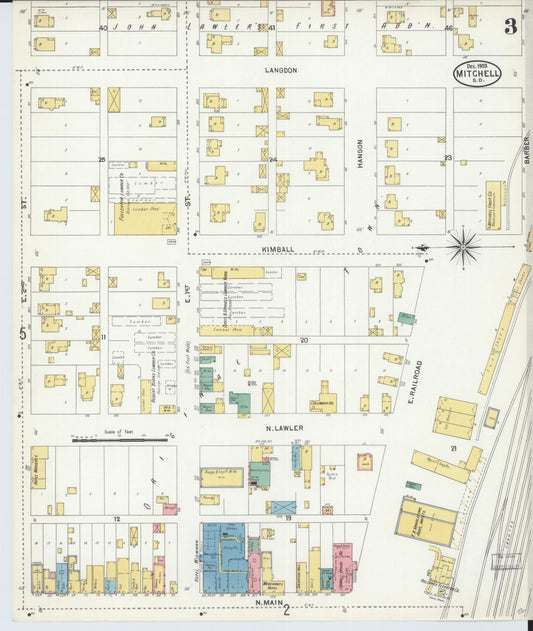 Sanborn Fire Insurance Map from Mitchell, Davison County, South Dakota (1903), Sheet #0003 - Historic Sanborn Fire Insurance Map Print, vintage old map wall art, antique decor, genealogy gift, South Dakota South Dakota map