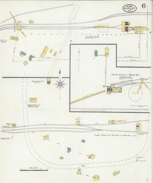 Sanborn Fire Insurance Map from Hurley, Iron County, Wisconsin (1905), Sheet #0006 - Historic Sanborn Fire Insurance Map Print, vintage old map wall art, antique decor, genealogy gift, Wisconsin Wisconsin map