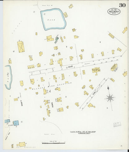 Sanborn Fire Insurance Map from Red Jacket, Houghton County, Michigan (1908), Sheet #0030 - Historic Sanborn Fire Insurance Map Print, vintage old map wall art, antique decor, genealogy gift, Michigan Michigan map