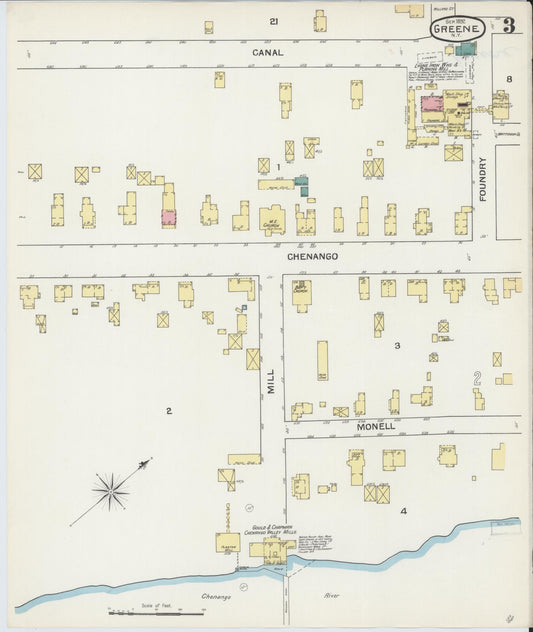 Sanborn Fire Insurance Map from Greene, Chenango County, New York (1892), Sheet #0003 - Historic Sanborn Fire Insurance Map Print, vintage old map wall art, antique decor, genealogy gift, New York New York map