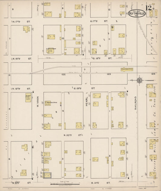 Sanborn Fire Insurance Map from Blytheville, Mississippi County, Arkansas (1921), Sheet #0012 - Historic Sanborn Fire Insurance Map Print, vintage old map wall art, antique decor, genealogy gift, Arkansas Arkansas map