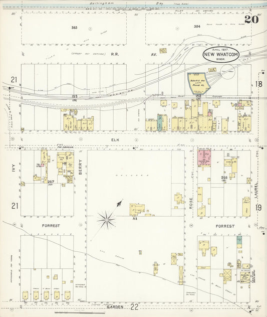 Sanborn Fire Insurance Map from New Whatcom, Whatcom County, Washington (1897), Sheet #0020 - Historic Sanborn Fire Insurance Map Print, vintage old map wall art, antique decor, genealogy gift, Washington Washington map