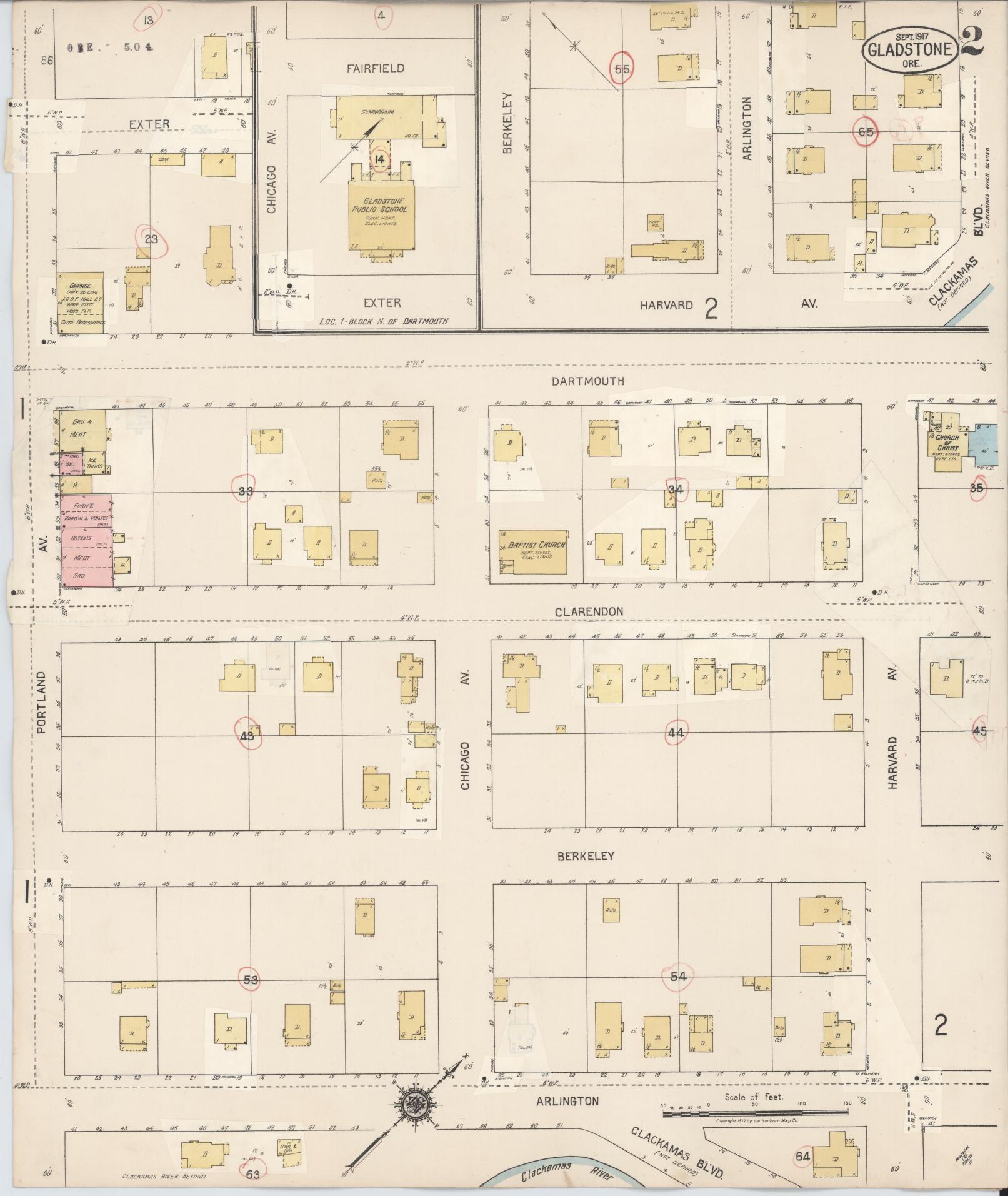 Sanborn Fire Insurance Map from Gladstone, Clackamas County, Oregon (1930), Sheet #0002 - Historic Sanborn Fire Insurance Map Print, vintage old map wall art, antique decor, genealogy gift, Oregon Oregon map