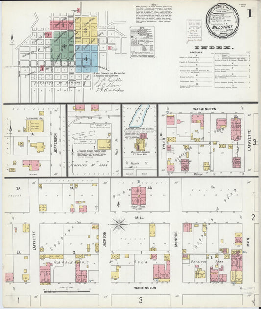 Sanborn Fire Insurance Map from Millstadt, Saint Clair County, Illinois (1900), Sheet #0001 - Historic Sanborn Fire Insurance Map Print, vintage old map wall art, antique decor, genealogy gift, Illinois Illinois map