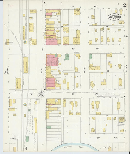 Sanborn Fire Insurance Map from Valley City, Barnes County, North Dakota (1898), Sheet #0002 - Historic Sanborn Fire Insurance Map Print, vintage old map wall art, antique decor, genealogy gift, North Dakota North Dakota map