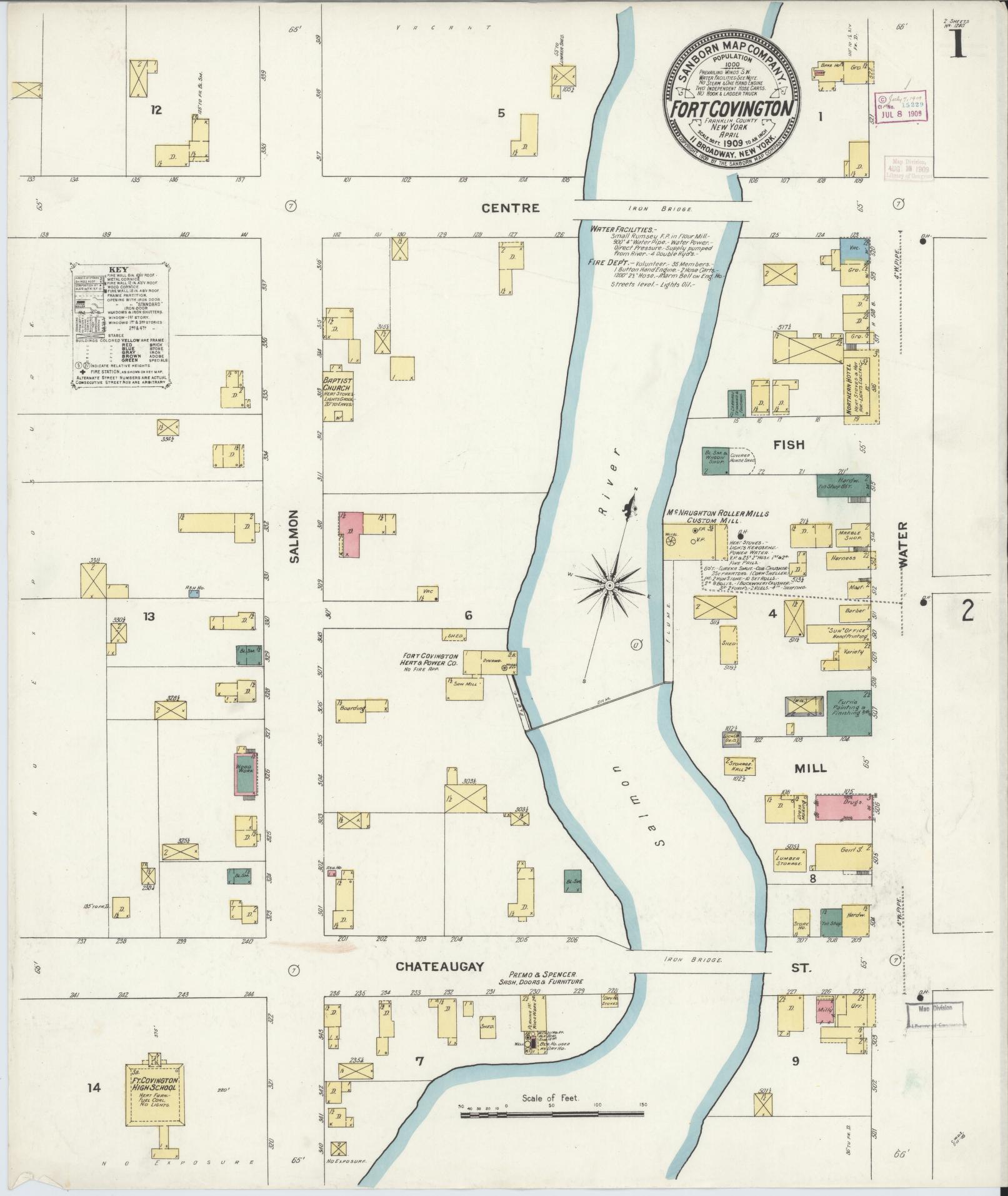Sanborn Fire Insurance Map from Fort Covington, Franklin County, New York. (1909) – Historic Sanborn Fire Insurance Map Print