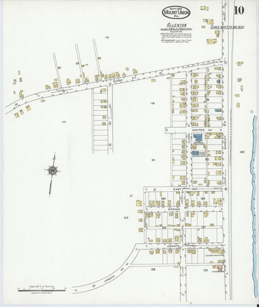Sanborn Fire Insurance Map from Mount Union, Huntingdon County, Pennsylvania (1919), Sheet #0010 - Historic Sanborn Fire Insurance Map Print, vintage old map wall art, antique decor, genealogy gift, Pennsylvania Pennsylvania map