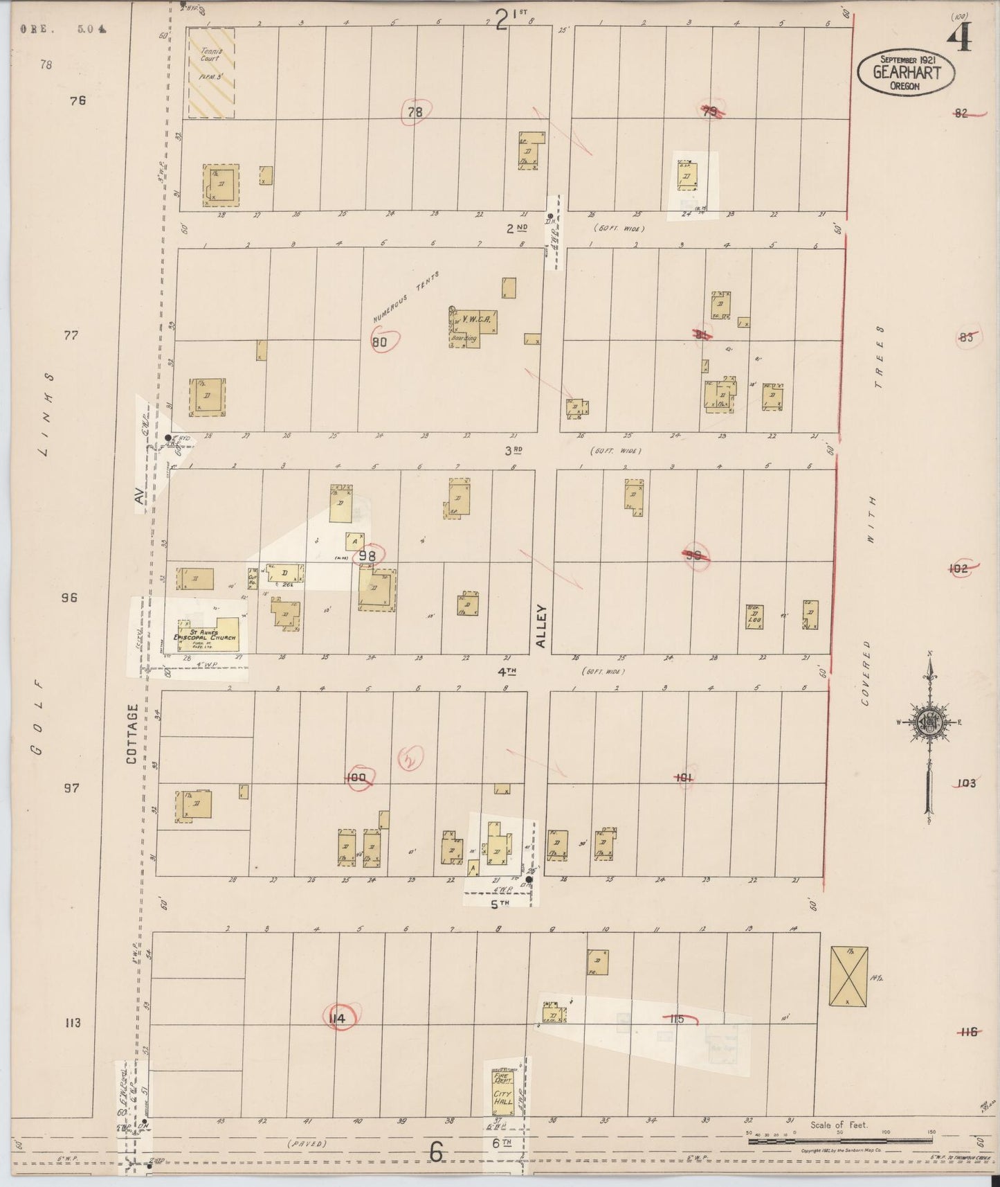 Sanborn Fire Insurance Map from Gearhart, Clatsop County, Oregon (1928), Sheet #0004 - Complete Map Set gallery image, historic Sanborn map, vintage wall art, Oregon Oregon