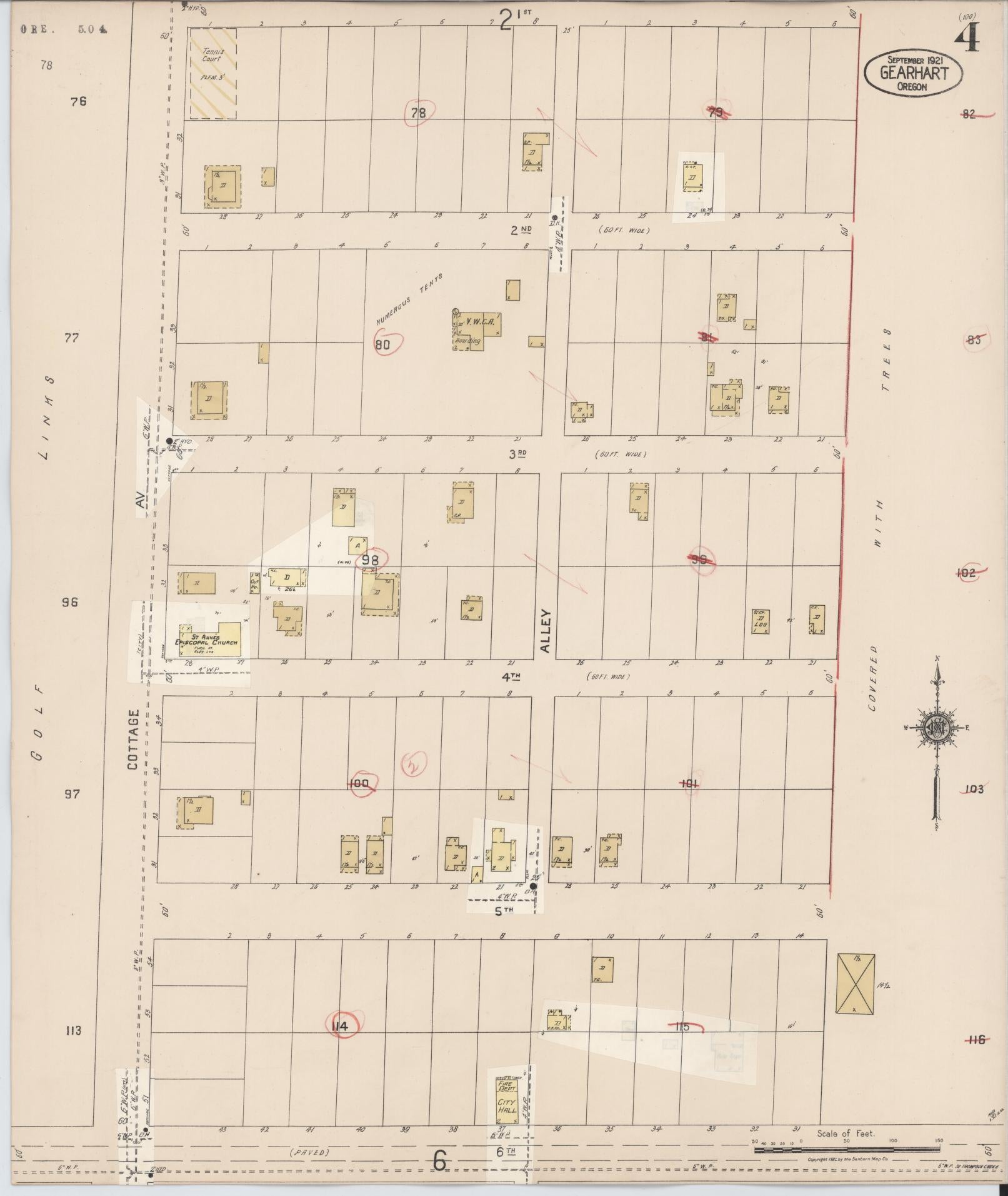 Sanborn Fire Insurance Map from Gearhart, Clatsop County, Oregon (1928), Sheet #0004 - Complete Map Set gallery image, historic Sanborn map, vintage wall art, Oregon Oregon