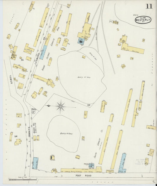 Sanborn Fire Insurance Map from Westerly, Washington County, Rhode Island (1896), Sheet #0011 - Historic Sanborn Fire Insurance Map Print, vintage old map wall art, antique decor, genealogy gift, Rhode Island Rhode Island map