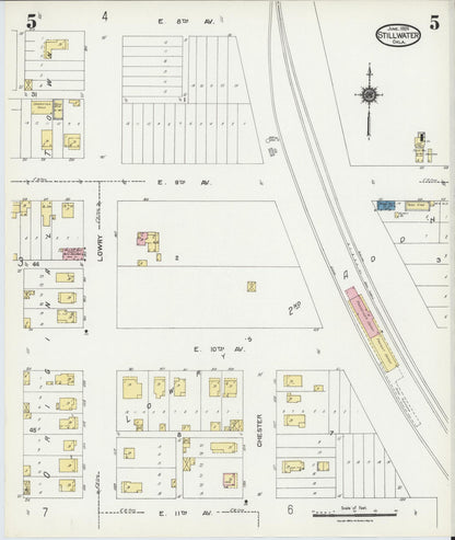 Sanborn Fire Insurance Map from Stillwater, Payne County, Oklahoma (1924), Sheet #0005 - Complete Map Set gallery image, historic Sanborn map, vintage wall art, Oklahoma Oklahoma