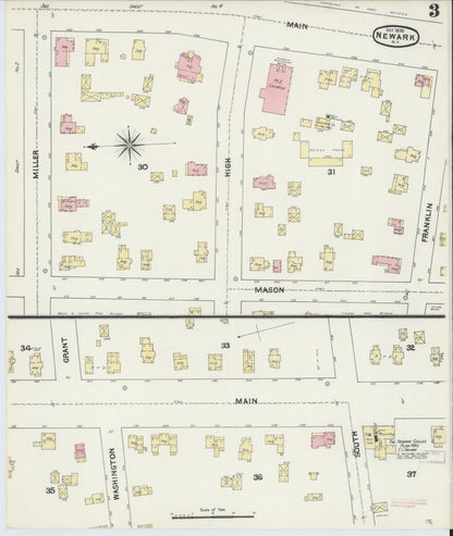 Sanborn Fire Insurance Map from Newark, Wayne County, New York (1890), Sheet #0003 - Historic Sanborn Fire Insurance Map Print, vintage old map wall art, antique decor, genealogy gift, New York New York map