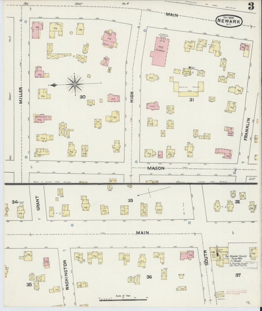 Sanborn Fire Insurance Map from Newark, Wayne County, New York (1890), Sheet #0003 - Historic Sanborn Fire Insurance Map Print, vintage old map wall art, antique decor, genealogy gift, New York New York map