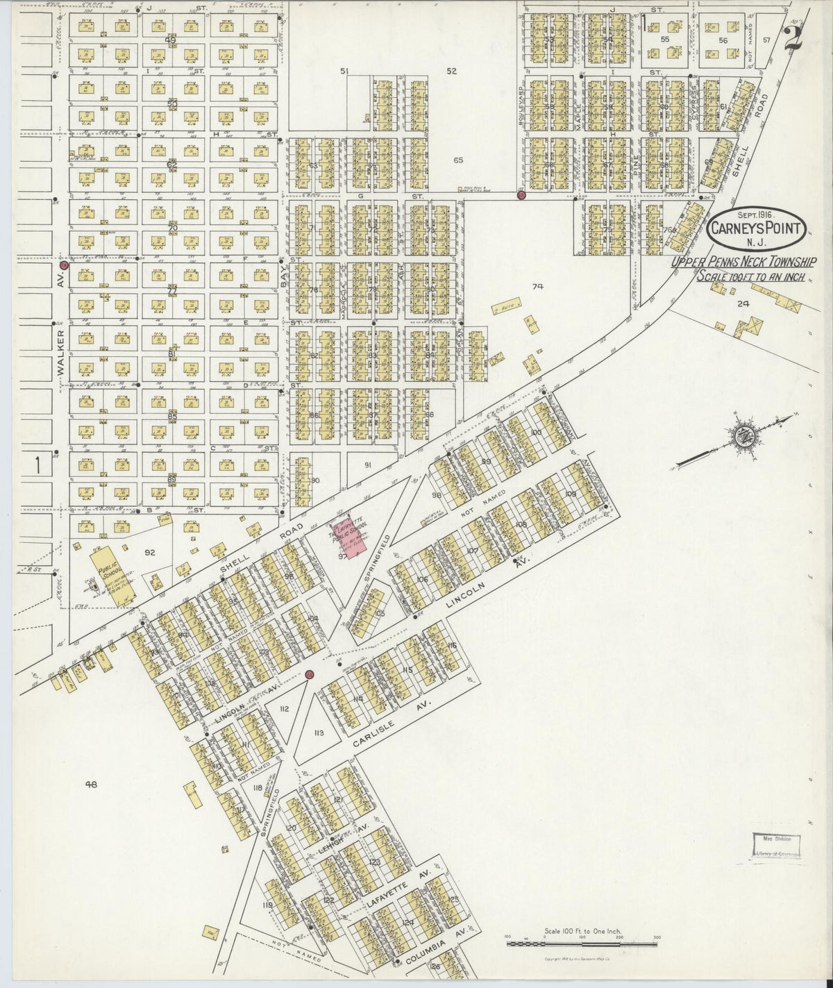 Sanborn Fire Insurance Map from Carneys Point, Salem County, New Jersey (1916), Sheet #0002 - Complete Map Set gallery image, historic Sanborn map, vintage wall art, New Jersey New Jersey