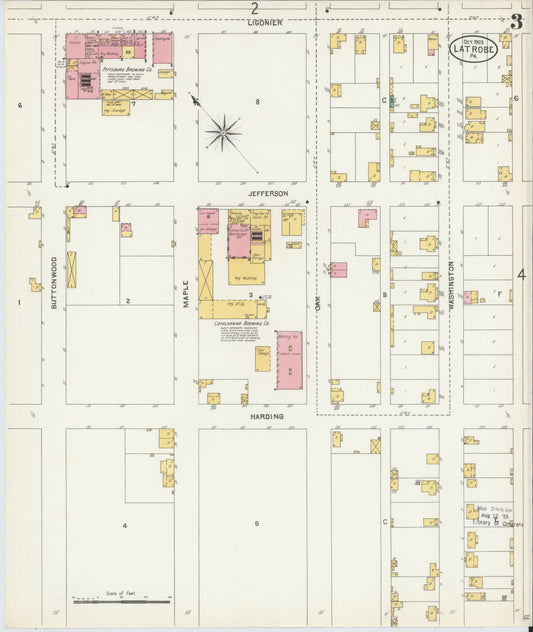 Sanborn Fire Insurance Map from Latrobe, Westmoreland County, Pennsylvania (1903), Sheet #0003 - Historic Sanborn Fire Insurance Map Print, vintage old map wall art, antique decor, genealogy gift, Pennsylvania Pennsylvania map