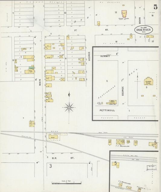 Sanborn Fire Insurance Map from Iron River, Bayfield County, Wisconsin (1898), Sheet #0005 - Historic Sanborn Fire Insurance Map Print, vintage old map wall art, antique decor, genealogy gift, Wisconsin Wisconsin map