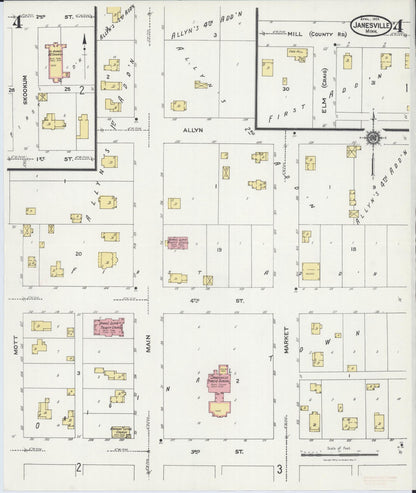 Sanborn Fire Insurance Map from Janesville, Waseca County, Minnesota (1924), Sheet #0004 - Complete Map Set gallery image, historic Sanborn map, vintage wall art, Minnesota Minnesota
