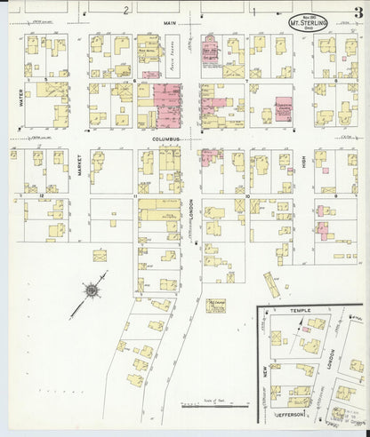 Sanborn Fire Insurance Map from Mount Sterling, Madison County, Ohio (1910), Sheet #0003 - Complete Map Set gallery image, historic Sanborn map, vintage wall art, Ohio Ohio