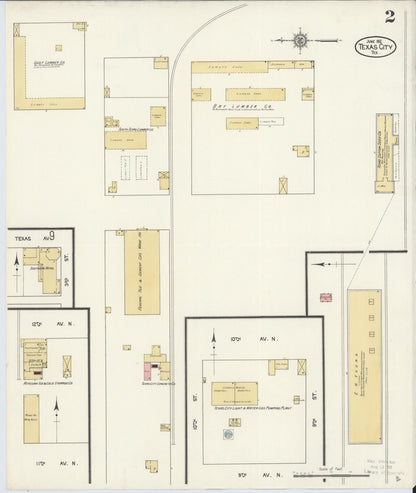 Sanborn Fire Insurance Map from Texas City, Galveston County, Texas (1912), Sheet #0002 - Complete Map Set gallery image, historic Sanborn map, vintage wall art, Texas Texas