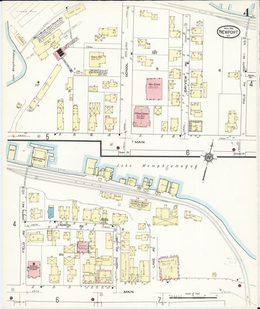 Sanborn Fire Insurance Map from Newport, Orleans County, Vermont (1913), Sheet #0004 - Historic Sanborn Fire Insurance Map Print, vintage old map wall art, antique decor, genealogy gift, Vermont Vermont map