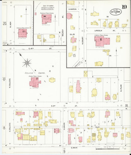 Sanborn Fire Insurance Map from Ottumwa, Wapello County, Iowa (1902), Sheet #0019 - Historic Sanborn Fire Insurance Map Print, vintage old map wall art