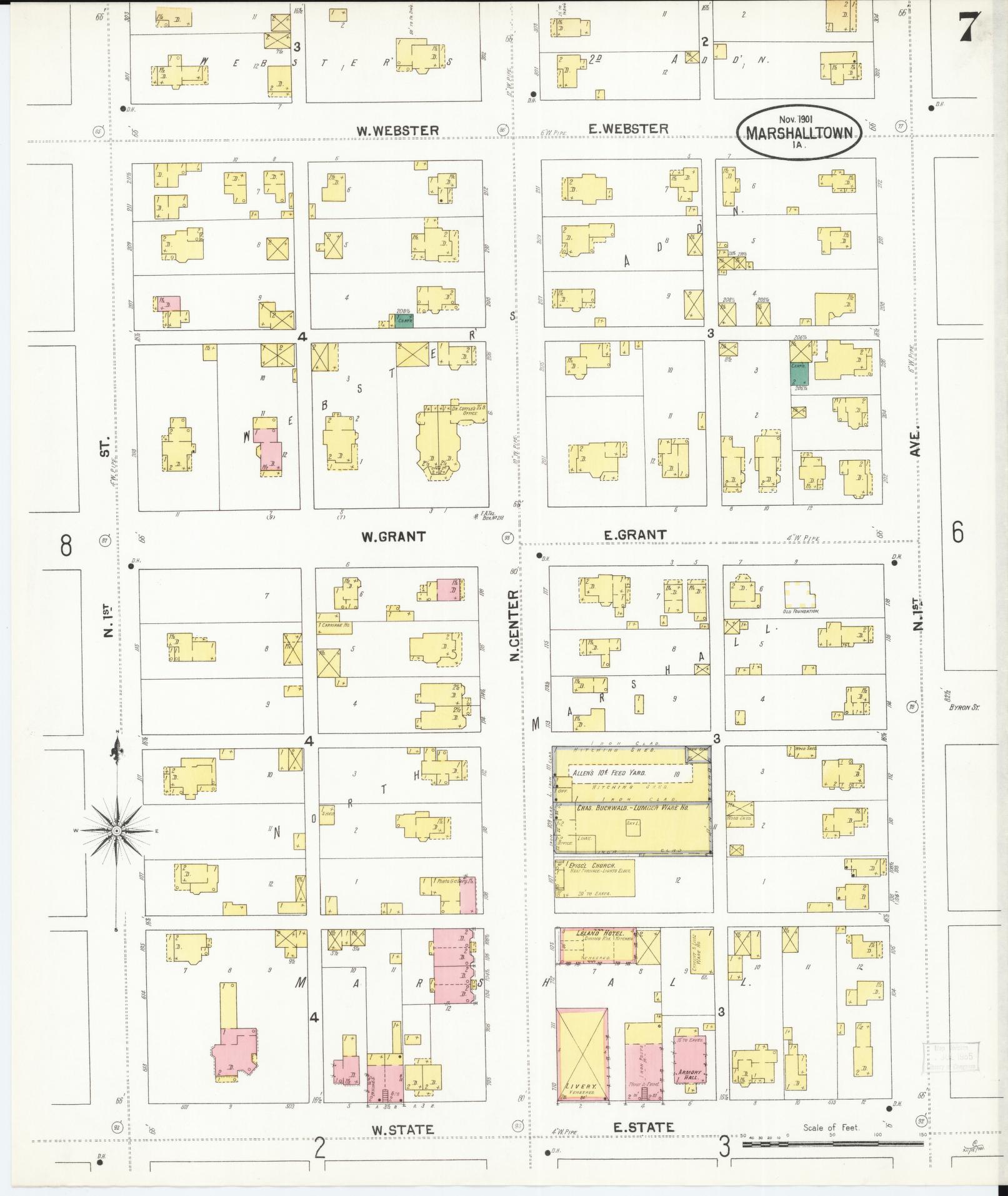 Sanborn Fire Insurance Map from Marshalltown, Marshall County, Iowa (1901), Sheet #0007 - Historic Sanborn Fire Insurance Map Print