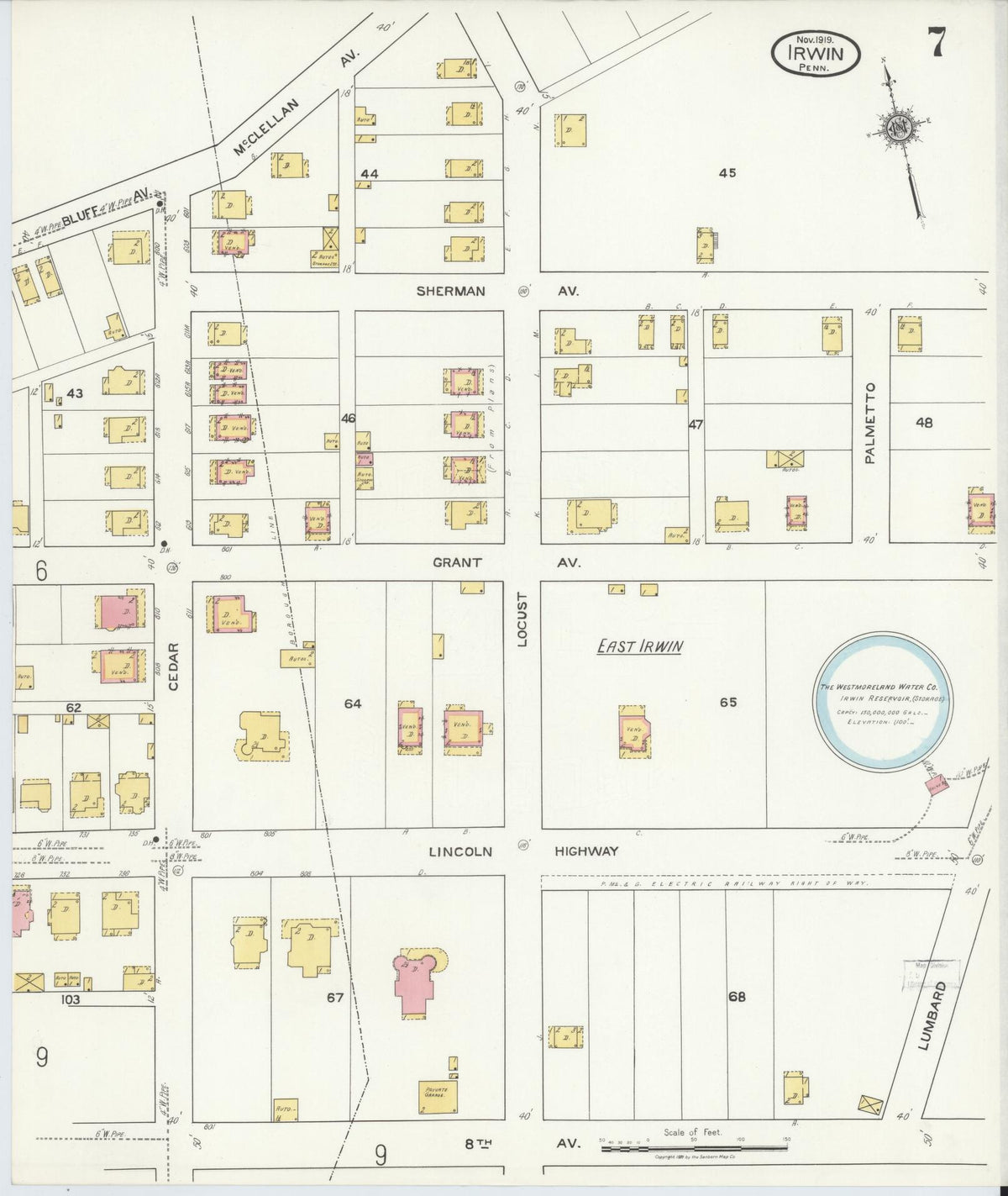Sanborn Fire Insurance Map from Irwin, Westmoreland County, Pennsylvania (1919), Sheet #0007 - Complete Map Set gallery image, historic Sanborn map, vintage wall art, Pennsylvania Pennsylvania