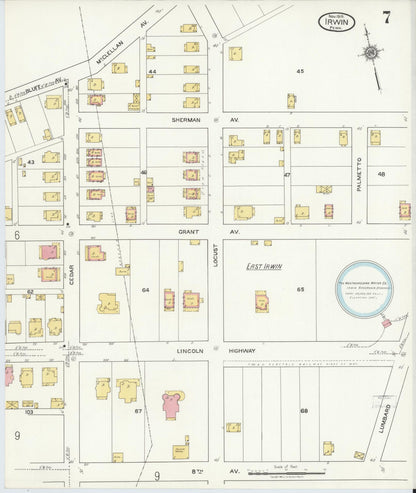 Sanborn Fire Insurance Map from Irwin, Westmoreland County, Pennsylvania (1919), Sheet #0007 - Complete Map Set gallery image, historic Sanborn map, vintage wall art, Pennsylvania Pennsylvania