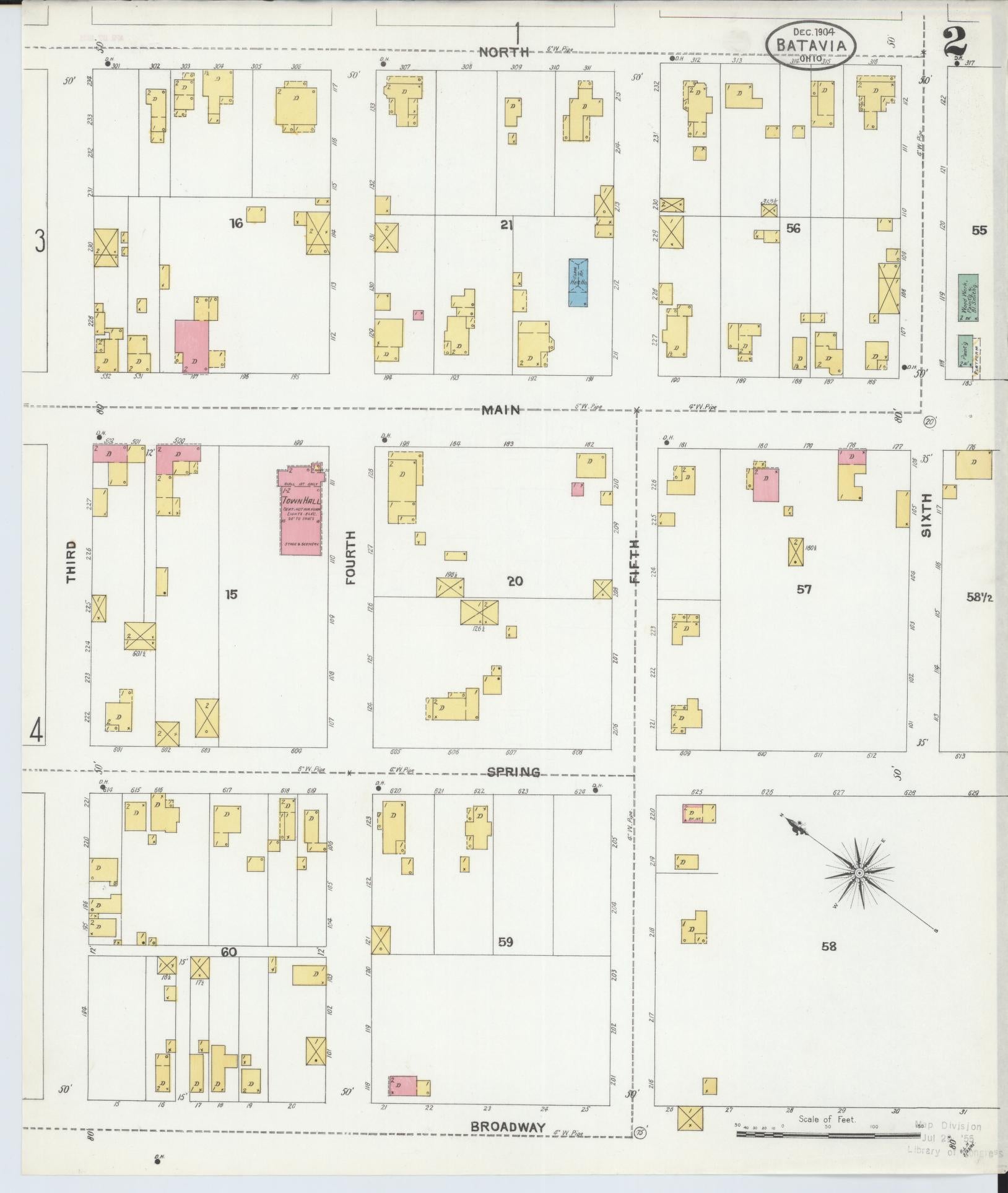 Sanborn Fire Insurance Map from Batavia, Clermont County, Ohio (1904), Sheet #0002 - Historic Sanborn Fire Insurance Map Print, vintage old map wall art, antique decor, genealogy gift, Ohio Ohio map