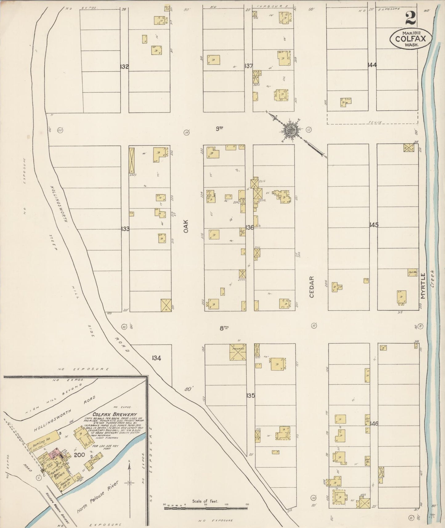 Sanborn Fire Insurance Map from Colfax, Whitman County, Washington (1912), Sheet #0002 - Complete Map Set gallery image, historic Sanborn map, vintage wall art, Washington Washington