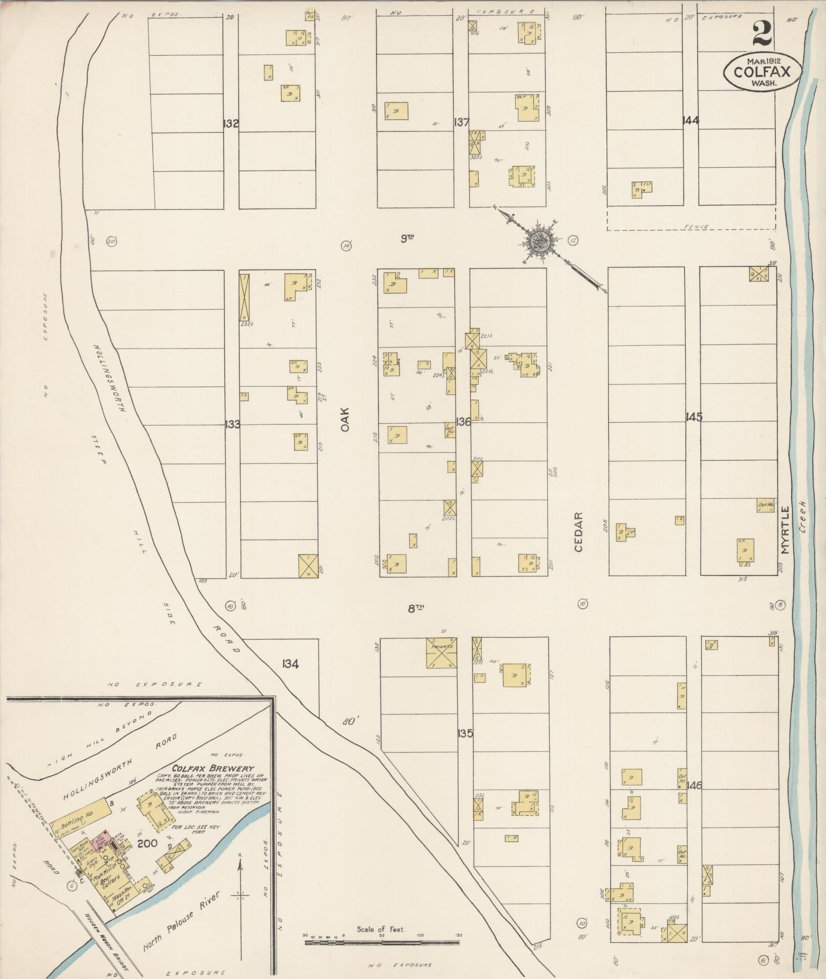 Sanborn Fire Insurance Map from Colfax, Whitman County, Washington (1912), Sheet #0002 - Complete Map Set gallery image, historic Sanborn map, vintage wall art, Washington Washington