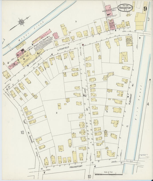 Sanborn Fire Insurance Map from Frankfort, Herkimer County, New York (1914), Sheet #0009 - Historic Sanborn Fire Insurance Map Print, vintage old map wall art, antique decor, genealogy gift, New York New York map