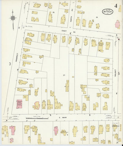 Sanborn Fire Insurance Map from Attica, Wyoming County, New York (1912), Sheet #0004 - Complete Map Set gallery image, historic Sanborn map, vintage wall art, Attica Wyoming