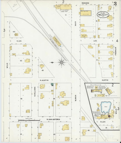 Sanborn Fire Insurance Map from Wolfe City, Hunt County, Texas (1901), Sheet #0003 - Historic Sanborn Fire Insurance Map Print, vintage old map wall art, antique decor, genealogy gift, Texas Texas map
