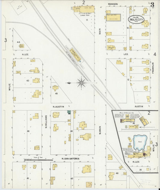 Sanborn Fire Insurance Map from Wolfe City, Hunt County, Texas (1901), Sheet #0003 - Historic Sanborn Fire Insurance Map Print, vintage old map wall art, antique decor, genealogy gift, Texas Texas map